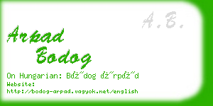 arpad bodog business card